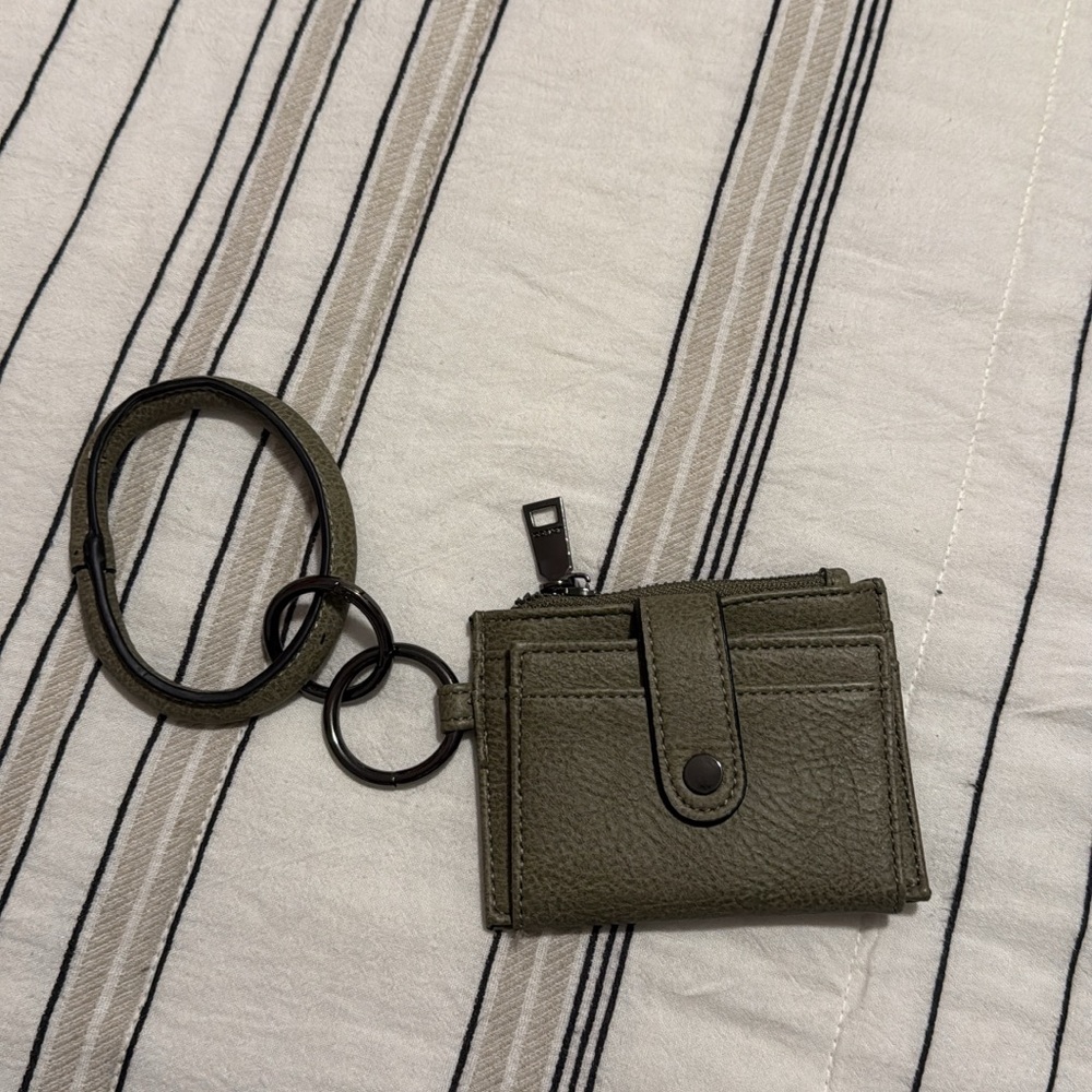 Olive Green Leather Keychain Wallet